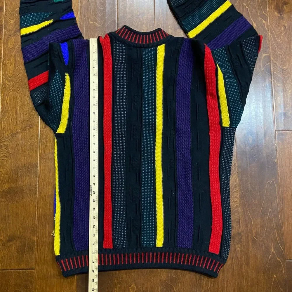 COOGI Australia Vintage 3D Knit Multicolor Crewneck Wool Sweater Men's Size L
